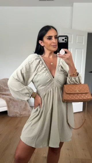 V Neck Puffy Sleeve Mini Dress
Any Size, Multiple Colors