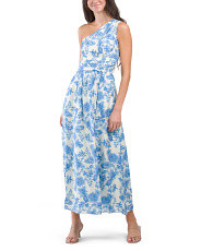 One Shoulder Floral Maxi Dress With Ruched Waist | TJ Maxx