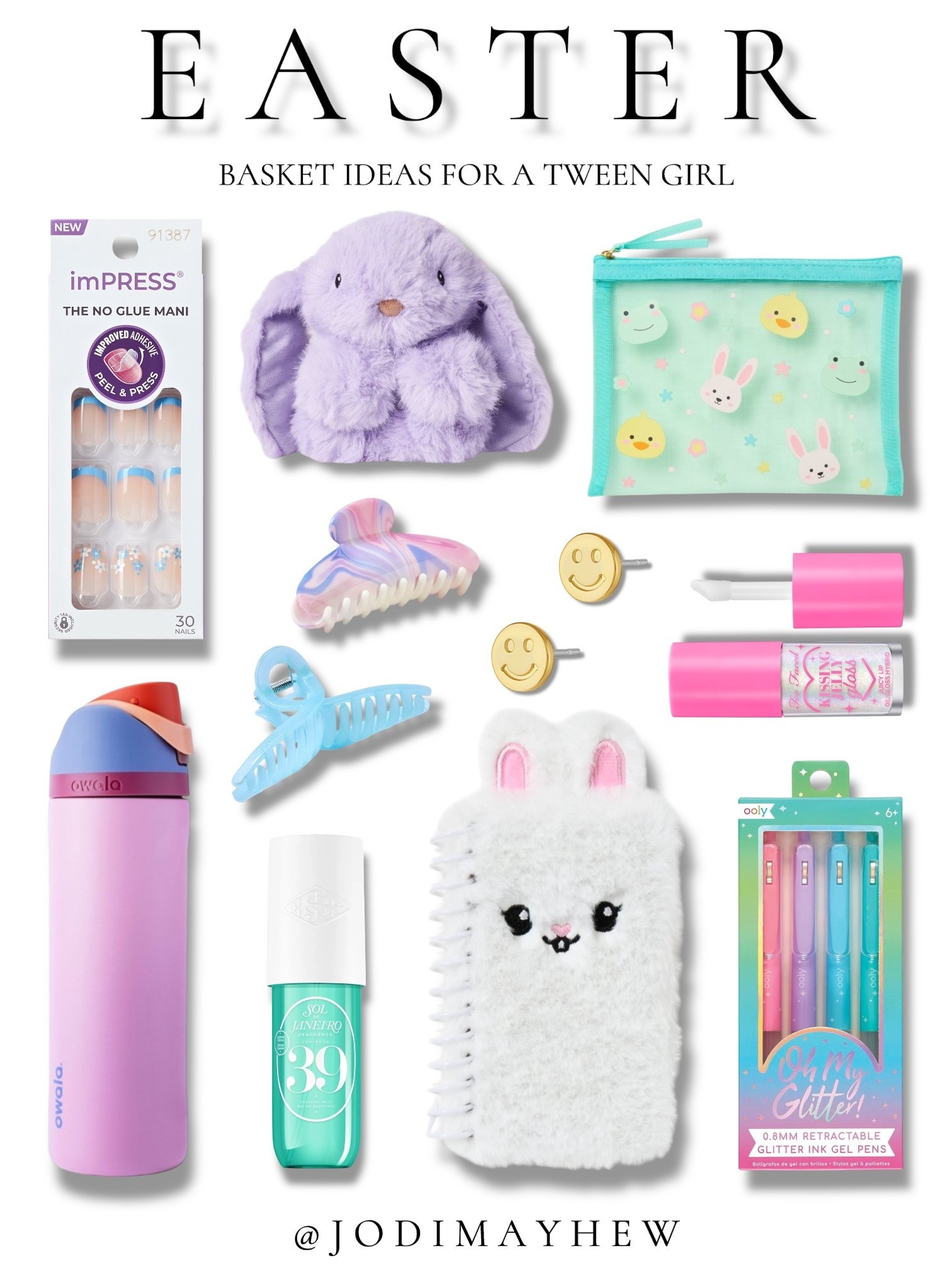 Easter Basket Ideas For A Tween Girl.

#easter #basket #stuffers #ideas #gift #girls #tween #kids #inspo #faux #nails #press #on #manicure #hair #clips #claw #pouch #owala #water #bottle #body #spray #sol #de #janero #perfume #plush #bunny #lip #gloss #journal #glitter #gel #pens #book #earrings #smiley #face #jewelry #spring #holiday #guide #gifts 

   



#LTKKids #LTKSeasonal