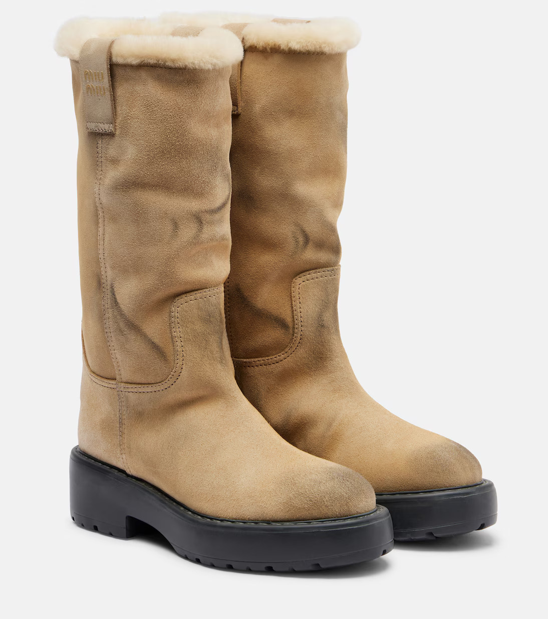 Shearling-lined suede knee-high boots | Mytheresa (US/CA)