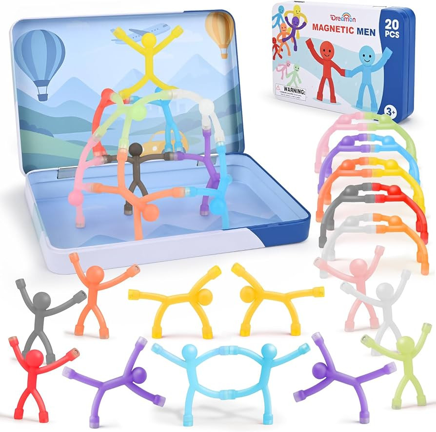 20Pcs Magnetic Travel Toys, Magnets Men for Kids with Metal Box, Airplane Car Travel Fidget Toys ... | Amazon (US)