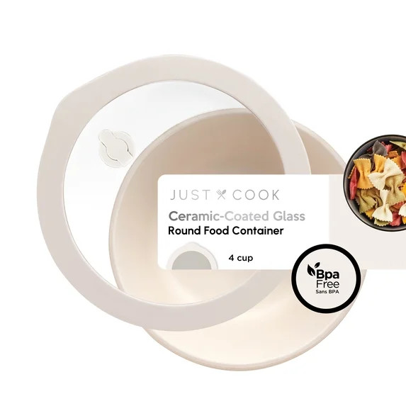 Just Cook Ceramic Glass Small Round Food Storage Container 32.1 Oz or 4 Cups, Ideal Use for Meal ... | Walmart (US)