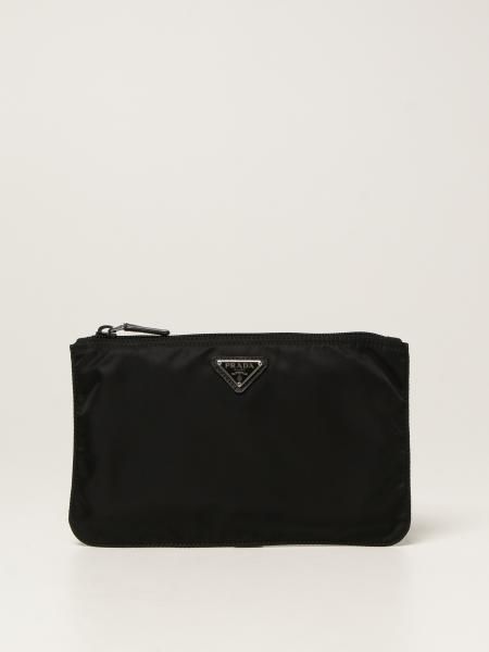Prada pouch in re-nylon with triangular logo | Giglio.com - Global Italian fashion boutique
