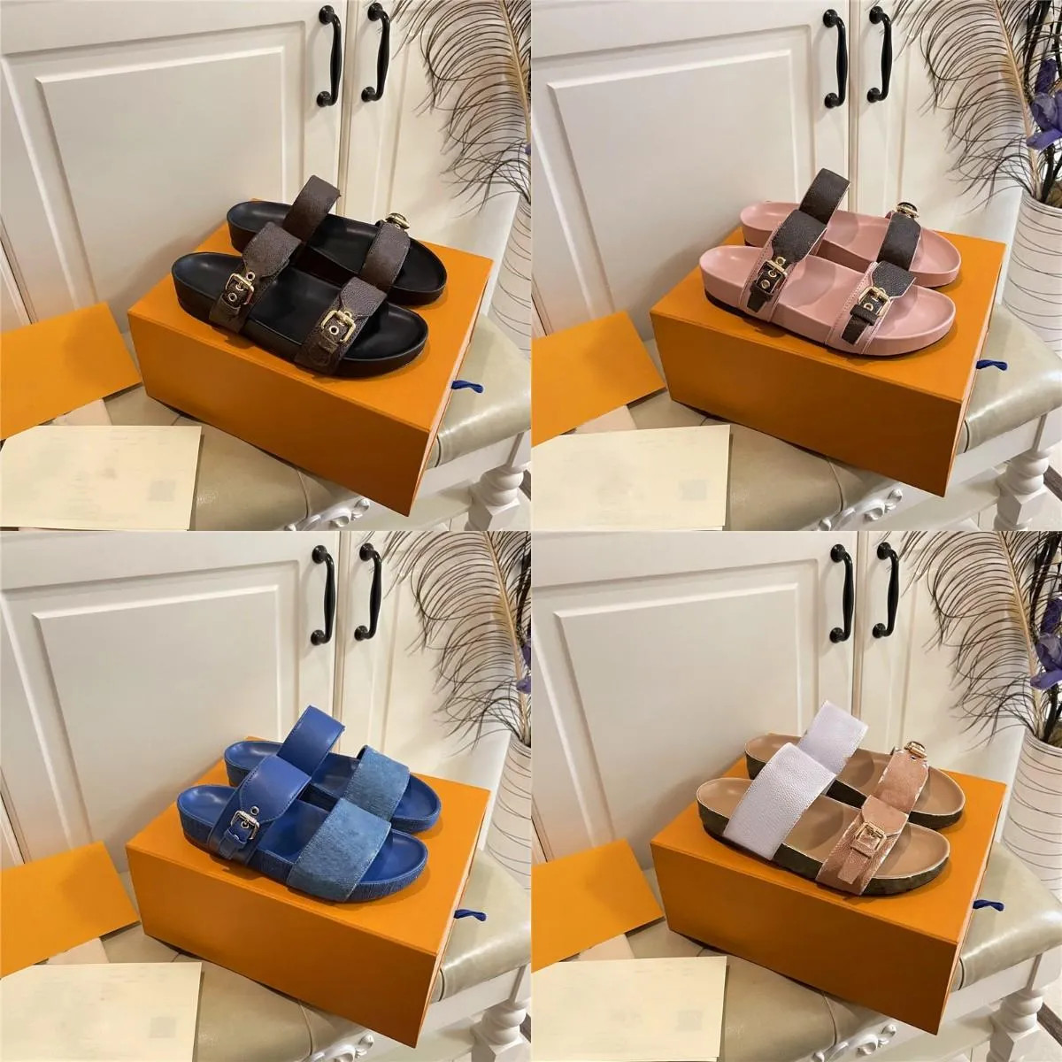 Women Shoes Designers Slippers Platform Sandals Classic Old Flower Flip Flops Summer Buckle Flat ... | DHGate