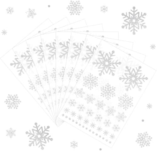 Outus 8 Sheets Snowflake Stickers Glitter Winter Frozen Stickers Snowflake Party Favors Christmas... | Amazon (US)