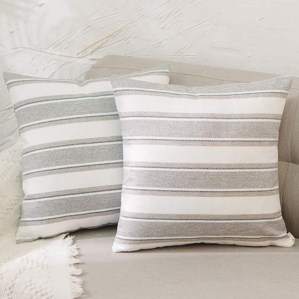 NATUS WEAVER Stripe Throw Cushion Faux Linen Home Decorative Hand Made Pillow Case Cushion Cover ... | Amazon (US)