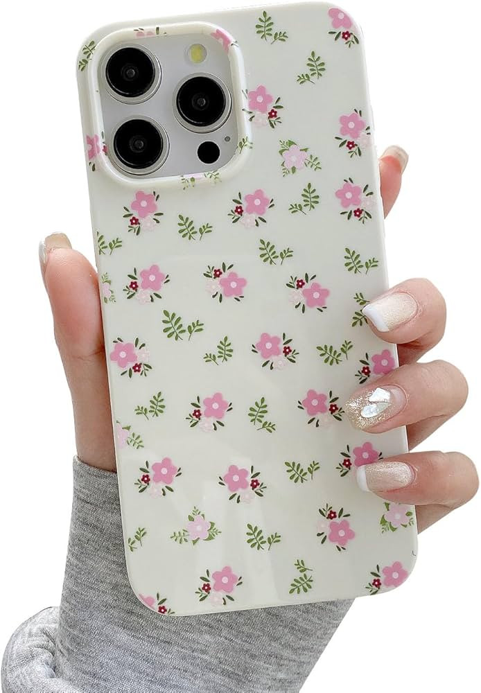 QLTYPRI for iPhone 13 Pro Max Case, Cute Pink Floral Flower Pattern Aesthetic Phone Case, Raised ... | Amazon (US)