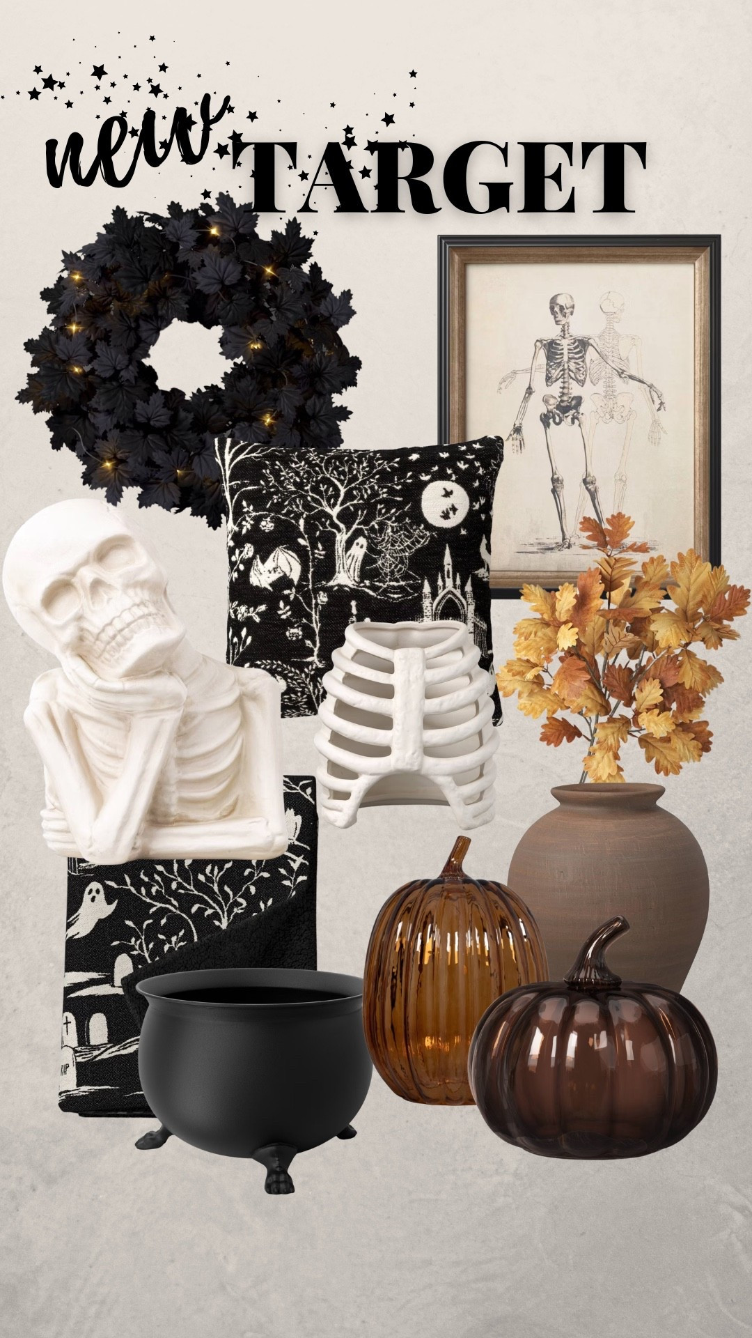 new target halloween finds 🖤🎃👻
so many good spooky season pieces right now! i’m loving all the black + warm amber tones and those little vintage-inspired details. perfect for adding a little halloween without going over the top. 

target halloween decor, halloween home decor, spooky decor, fall decor, halloween pillows, halloween wreath, skeleton decor, pumpkin decor, halloween finds, target finds

#LTKSeasonal #LTKHome #LTKSaleAlert