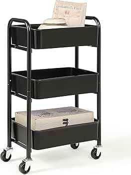 SunnyPoint 3-Tier Delicate Compact Rolling Metal Storage Organizer - Mobile Utility Cart Kitchen/... | Amazon (US)