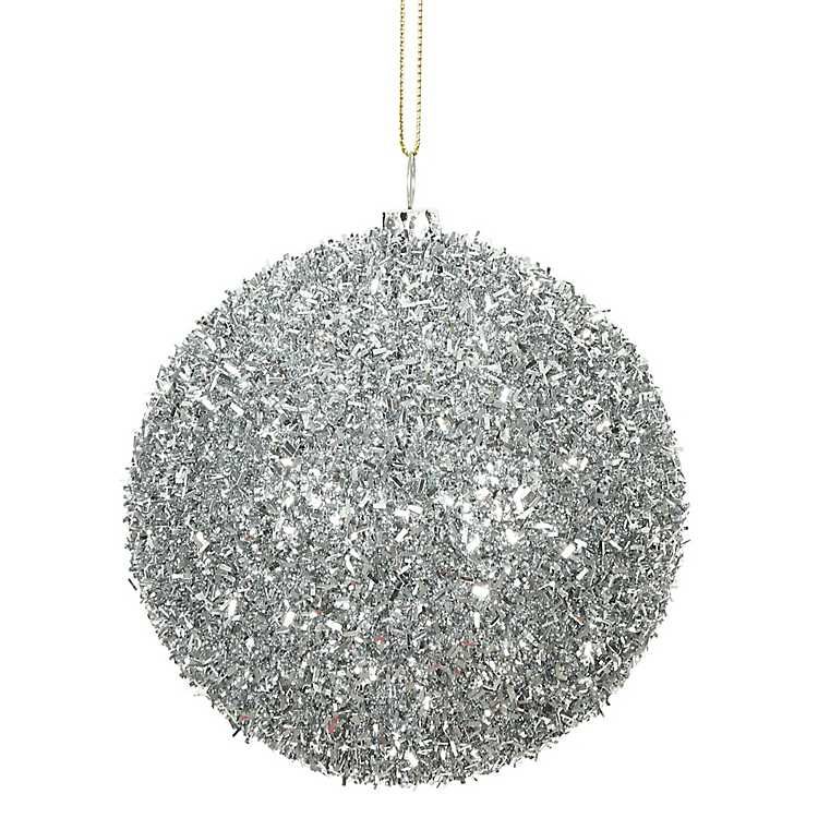 Silver Tinsel 4-pc. Christmas Ornament Set | Kirkland's Home