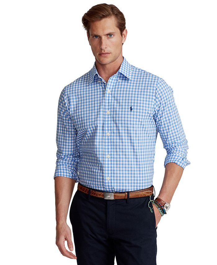 Men's Classic-Fit Gingham Poplin Shirt | Macys (US)