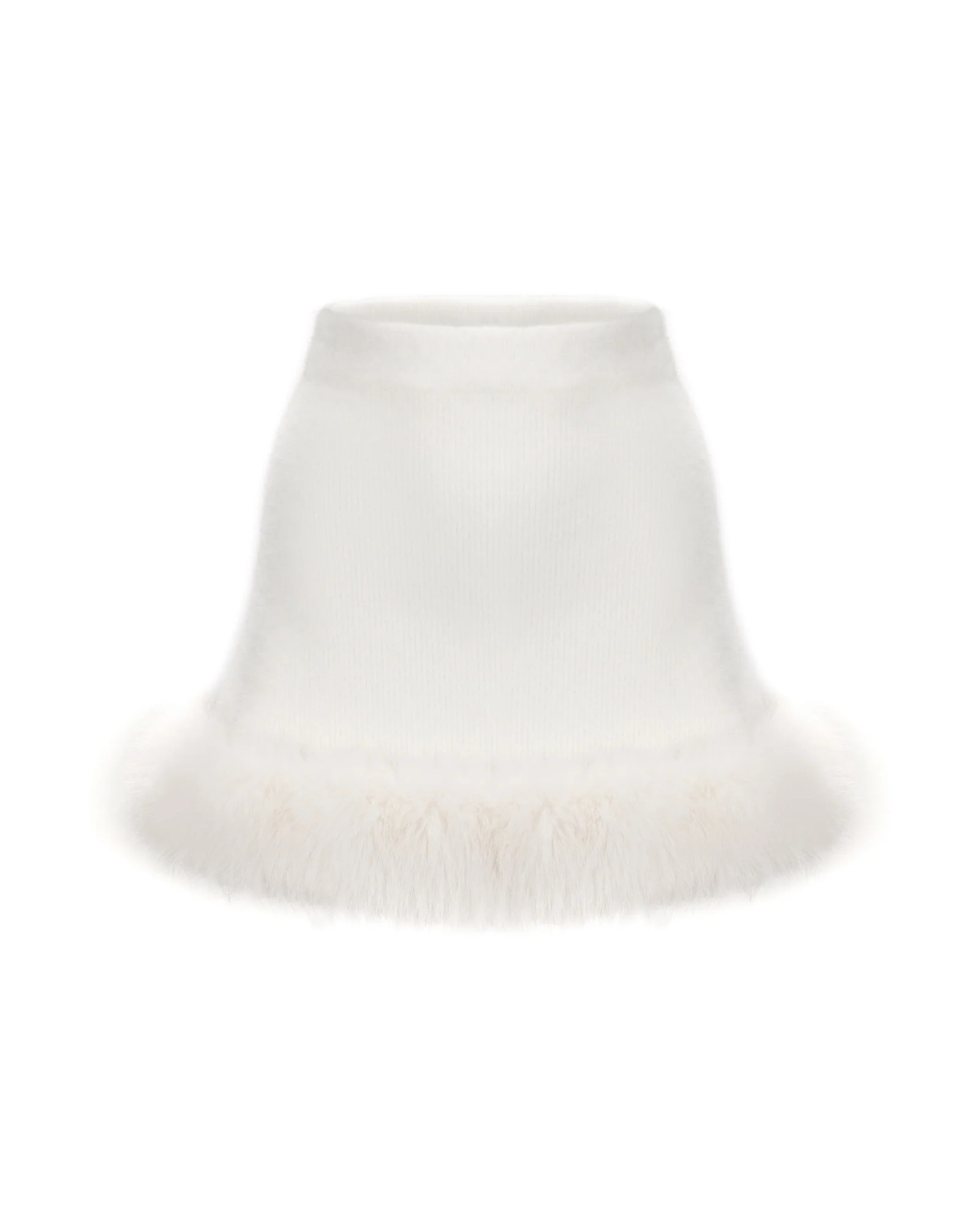 Anika Mini Skirt (White) | White Faux Fur Knitted Mini Skirt | Nana Jacqueline