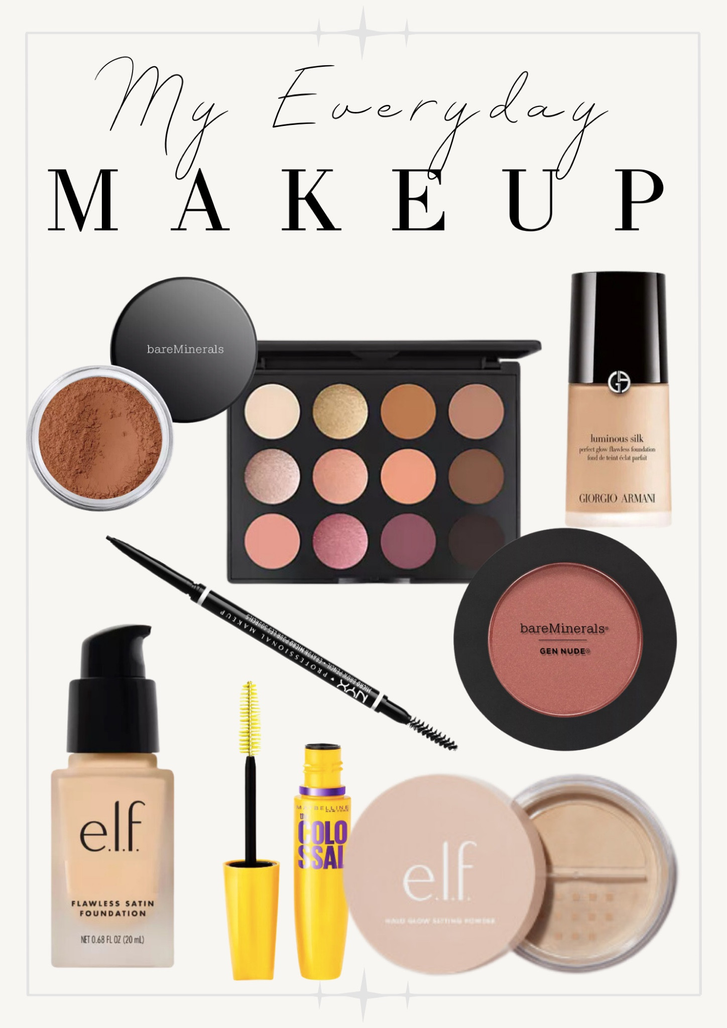 My go-to everyday makeup favorites that I simply cannot live without!  

#makeup #everydaymakeup #bareminerals #elfcosmetics #drugstoremakeup #bareessentials 

#LTKbeauty #LTKGiftGuide