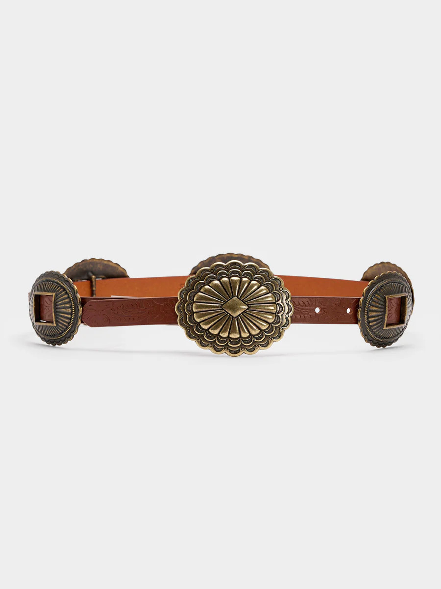 The Great X Stetson Women's The Tooled Leather Concho Belt | Saint Bernard