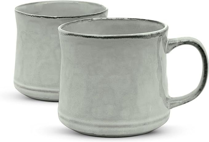 Kook Glazed Coffee Mugs, Ceramic, Microwave & Dishwasher Safe, 15 oz, Java/Slate, Set of 2 (Java/... | Amazon (US)