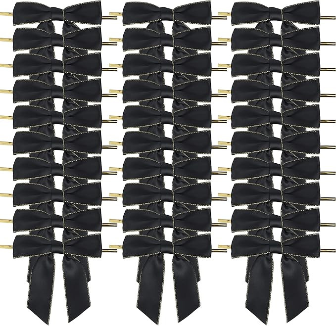 AIMUDI Black Bows for Crafts 3.5" Premade Bows for Gift Wrapping Pre Tied Twist Tie Bows for Trea... | Amazon (US)