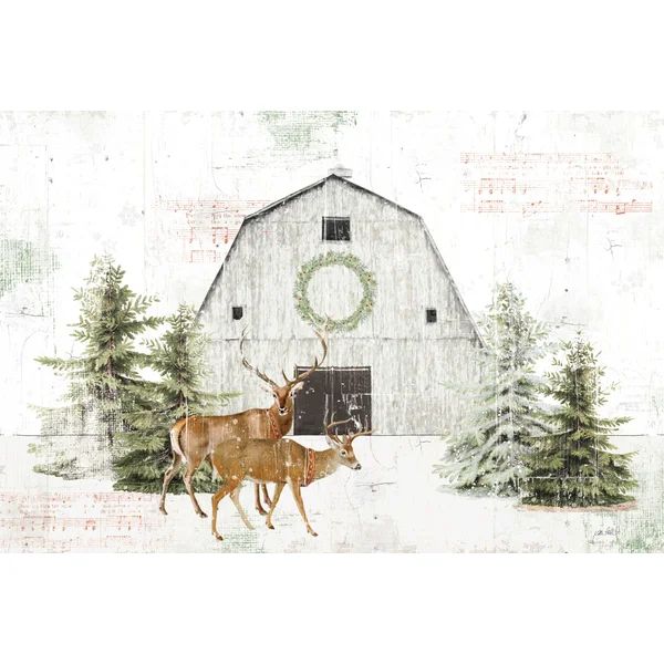 Wooded Holiday I - Festive Reindeer by Katie Pertiet - Wrapped Canvas Graphic Art | Wayfair North America