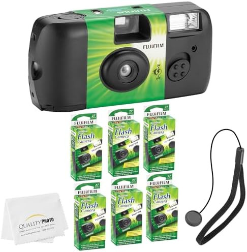 Fujifilm QuickSnap Flash 400 Disposable 35mm Camera + Hand Strap + Quality Photo Microfiber Cloth... | Amazon (US)