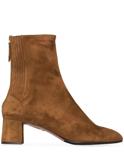 Aquazzura Camel Brown Saint Honore 50 Suede Ankle Boots - Farfetch | Farfetch Global