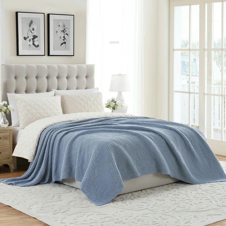 My Texas House Harper Blue Acrylic Chunky Sweater Knit Oversize Bed Blanket | Walmart (US)