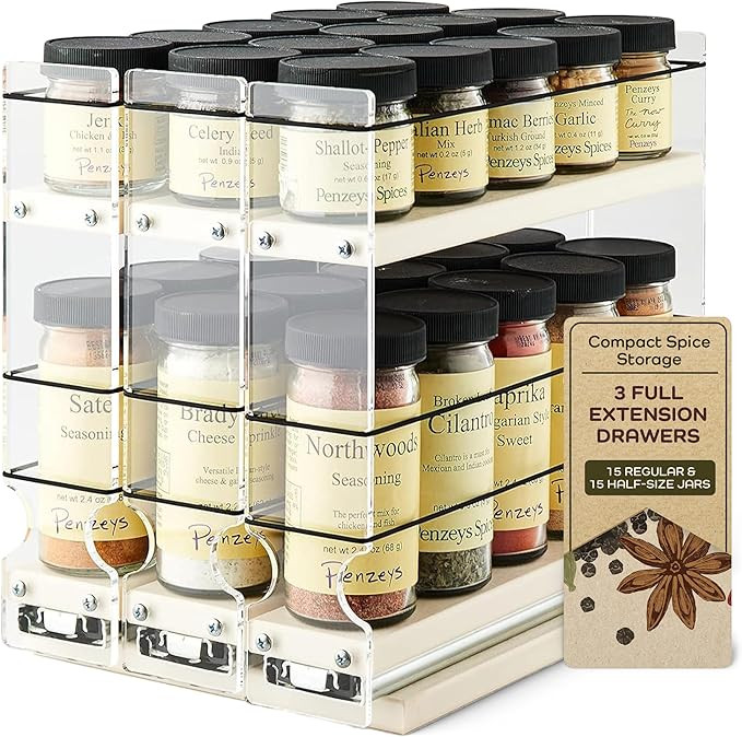 Vertical Spice Cabinet Mounted Spice Rack Drawer - Pull Out Cabinet Organizer - Cupboard Organize... | Amazon (US)