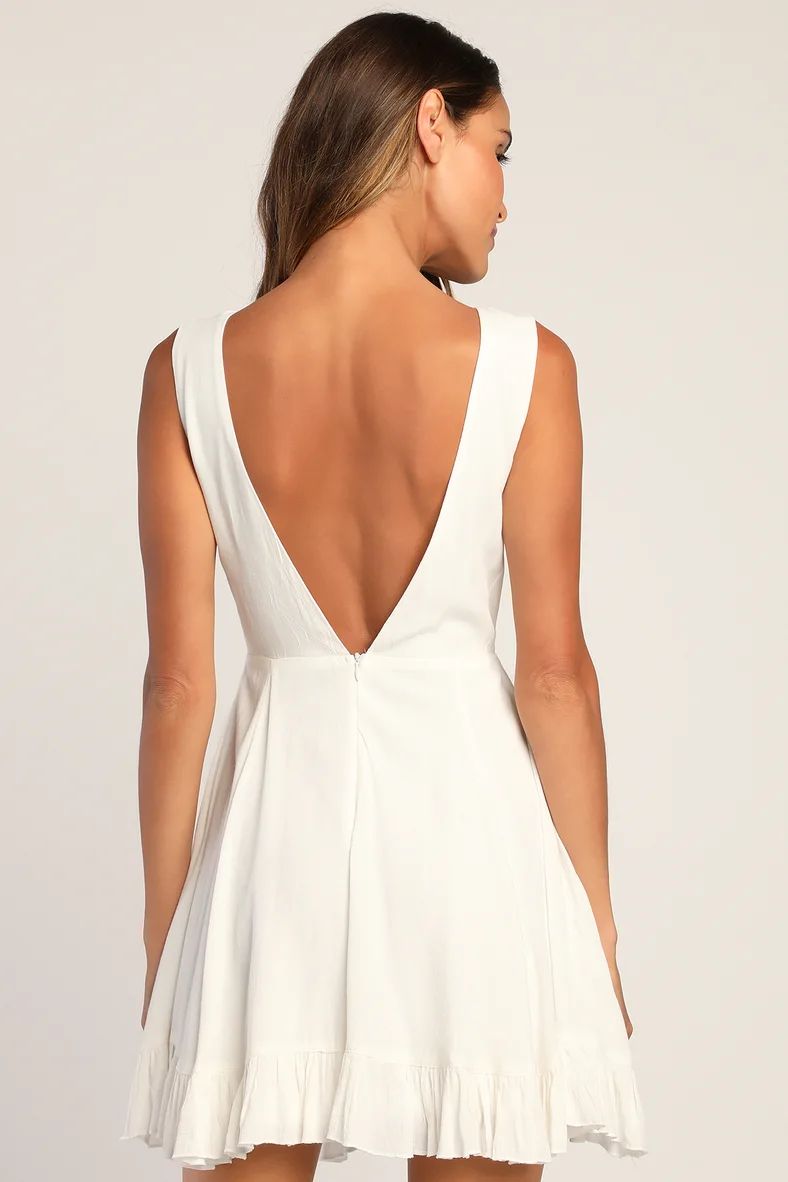 Endlessly Enticing White Embroidered Babydoll Mini Dress | Lulus