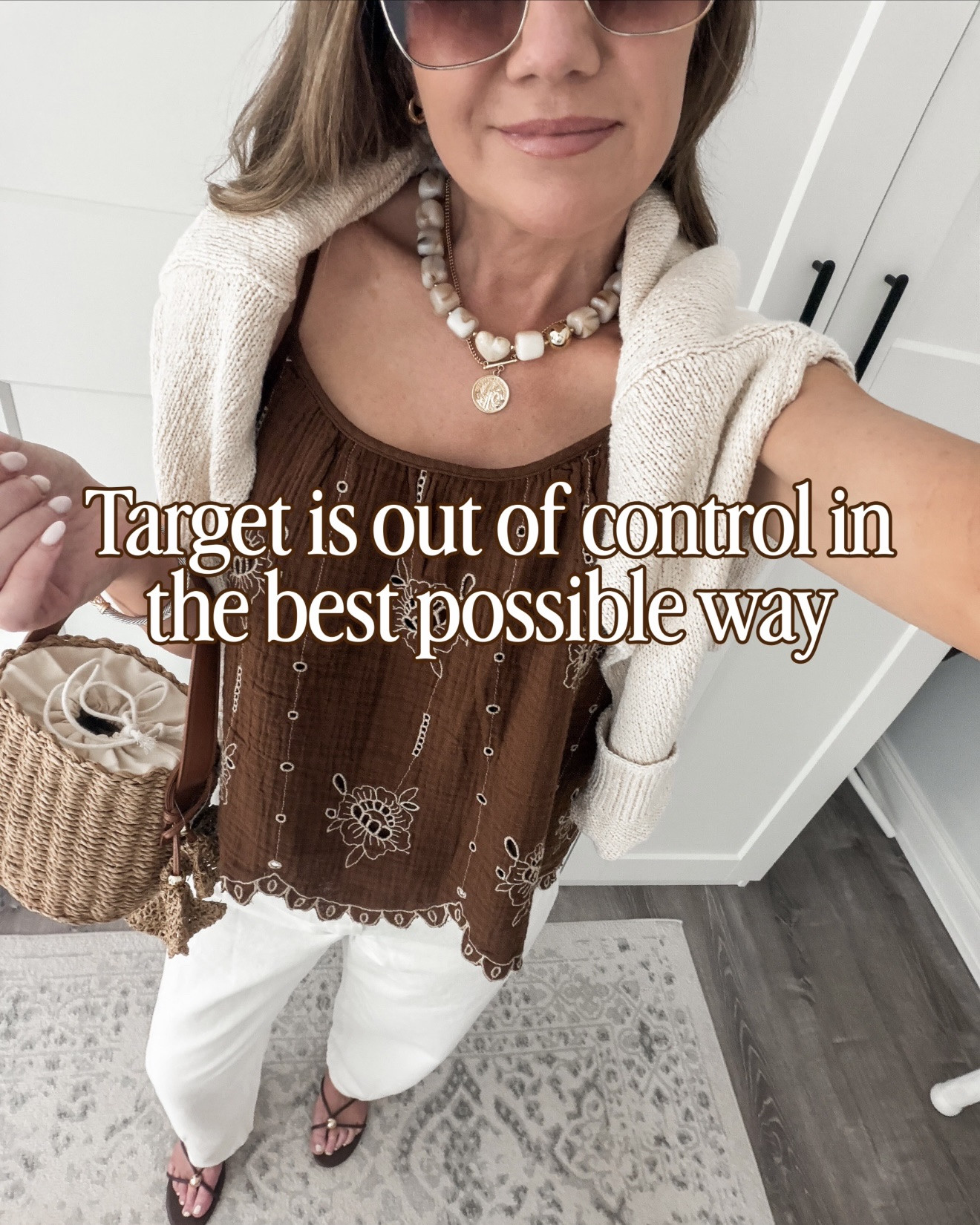 POV: You ran into Target for one thing… and somehow left with a whole new wardrobe. 🤭🎯

Save this for your next Target run because these pieces won’t stay in stock for long. 🛒✨

Target has been absolutely delivering lately. From elevated basics and easy summer outfits to the cutest accessories that look way more expensive than they are, these finds had me doing double takes in the fitting room. 👏🏼

✨ In this haul:
• The prettiest eyelet tank
• The bermuda shorts that actually look chic
• A designer-inspired woven bag
• The cutest fringe tote
• The sunglasses I’ve been reaching for nonstop
• Comfy woven mules
• Easy throw-on sets & elevated everyday pieces

Which look is your favorite? 👇

#targetstyle #targethaul #everydaystyle #casualchic #wearablefashion

#LTKSeasonal #LTKOver40 #LTKTall
