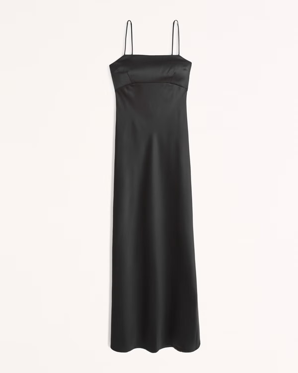 Satin Cowl Back Slip Midi Dress | Abercrombie & Fitch (US)