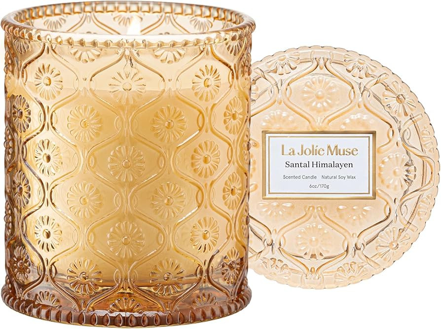 LA JOLIE MUSE Amber and Sandalwood Scented Candle | Santal Himalayen Candle | 6oz Luxury Soy Cand... | Amazon (US)