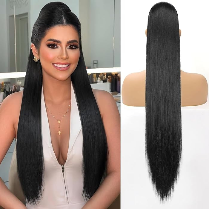 ORSUNCER Drawstring Ponytail Extension, Long Straight Pony Tails Hair Extensions Natural Soft Cli... | Amazon (US)