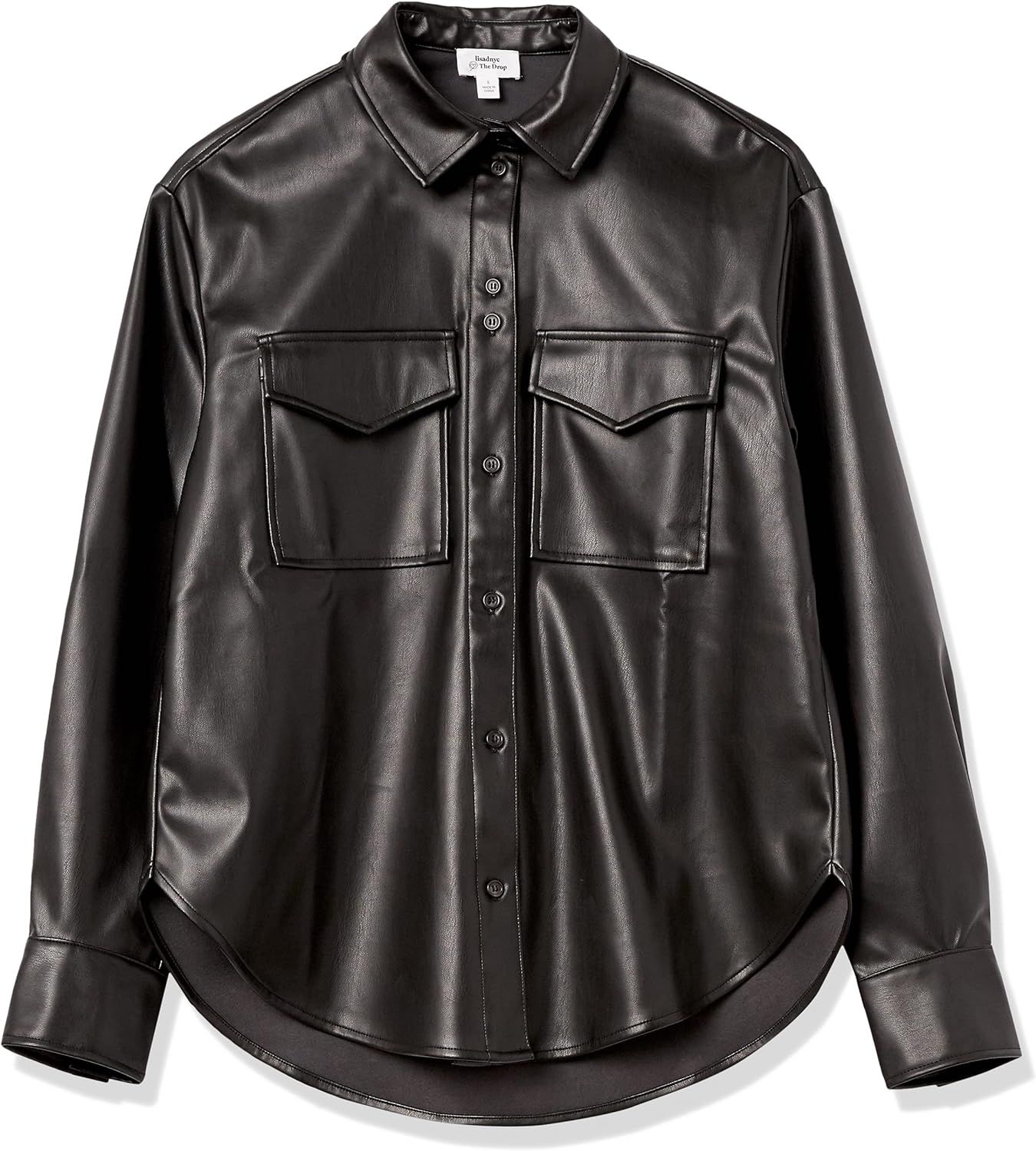 The Drop Women's @lisadnyc Faux Leather Long Shirt Jacket | Amazon (US)