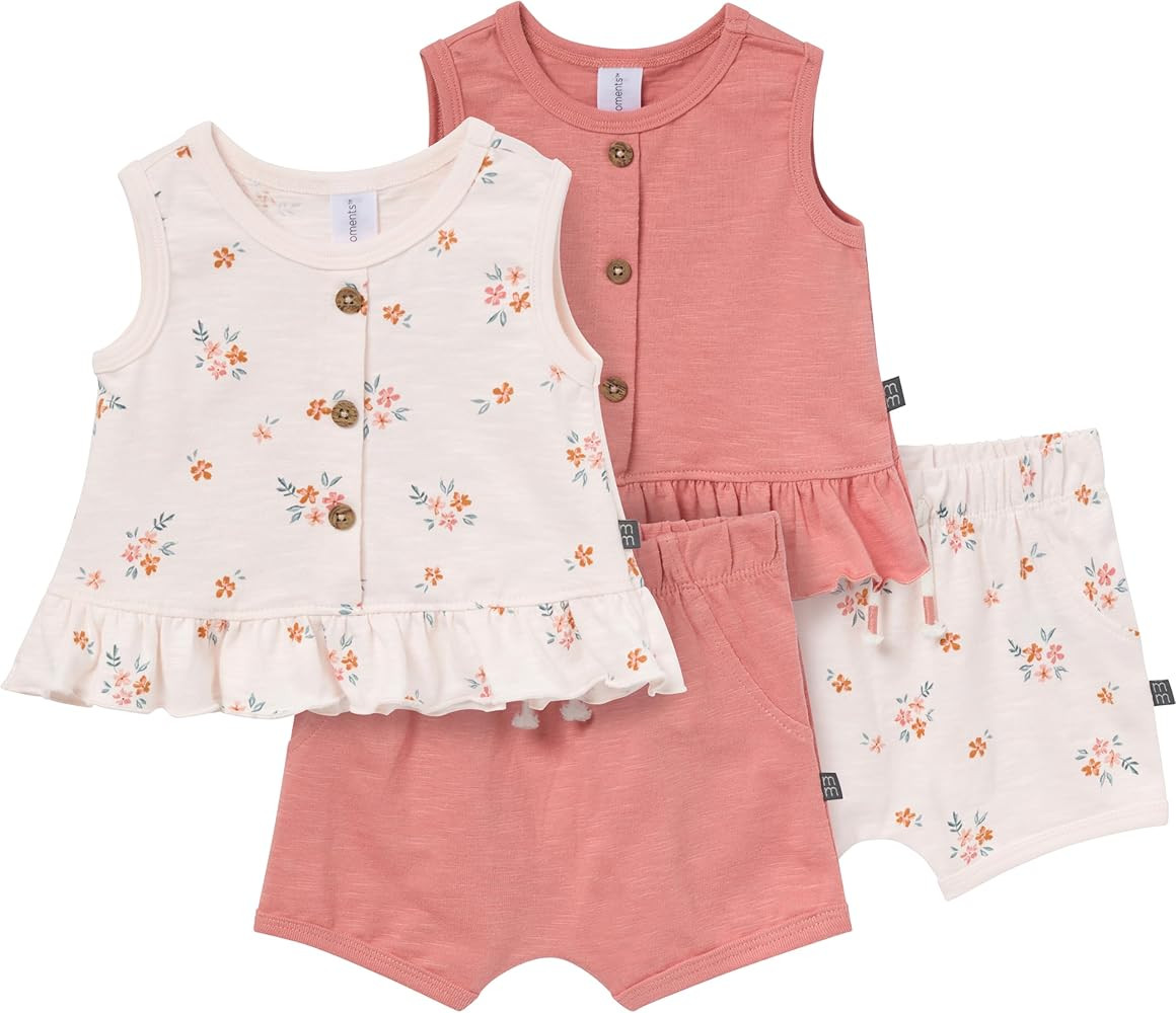 Modern Moments by Gerber Baby Girls 4-pack Peplum Top & Short Set | Amazon (US)