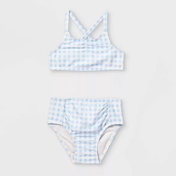 Toddler Girls' 2pc Gingham Check Print Bikini Set - Cat & Jack™ Blue | Target