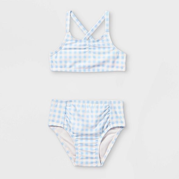 Toddler Girls' 2pc Gingham Check Print Bikini Set - Cat & Jack™ Blue | Target