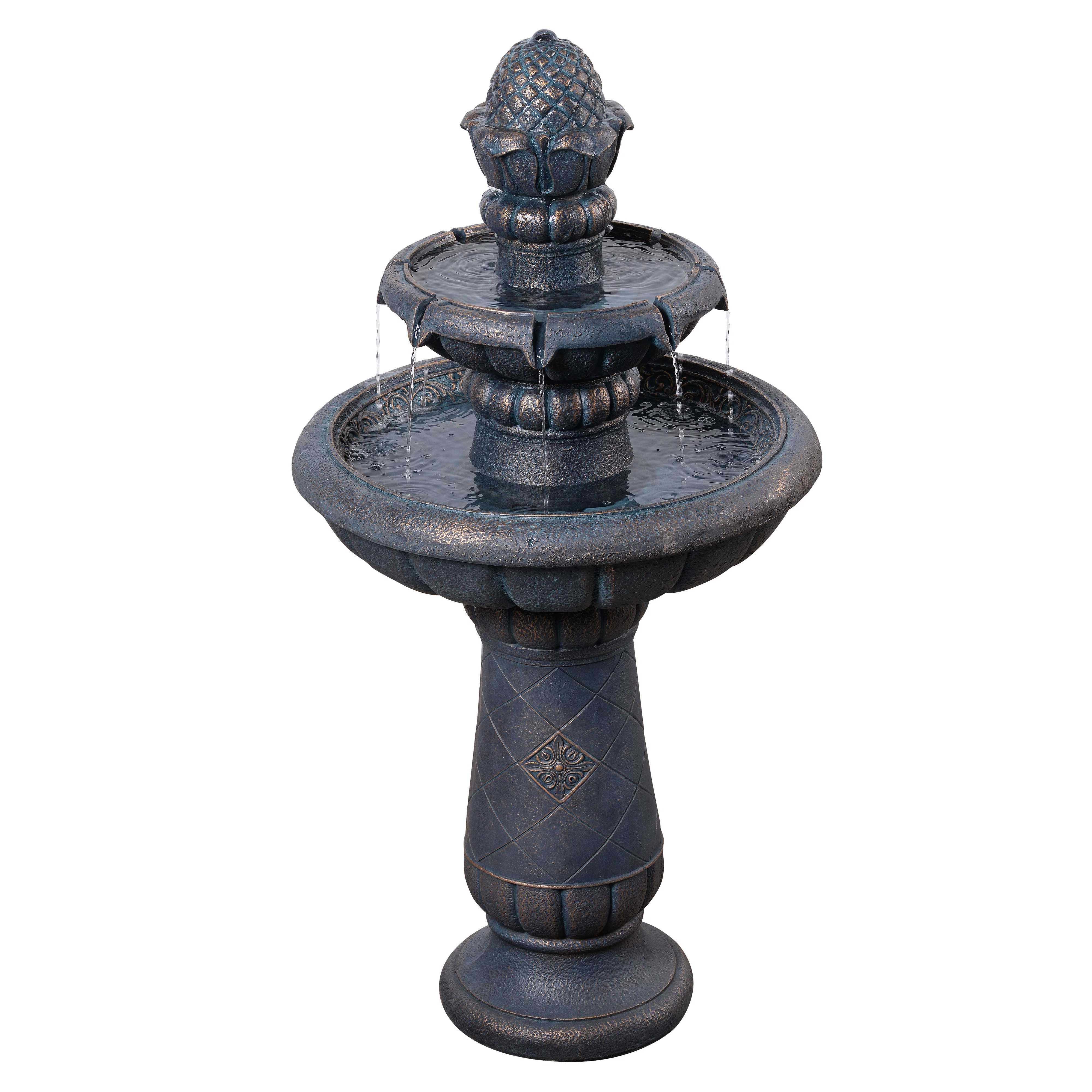 Webbe 2-Tier Outdoor Birdbath Freestanding Water Fountain with Adjustable Pump, Stone-Look Finish... | Wayfair North America
