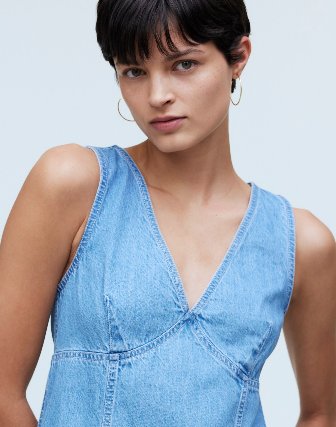 The Ariana V-Neck Mini Dress in Miona Wash | Madewell