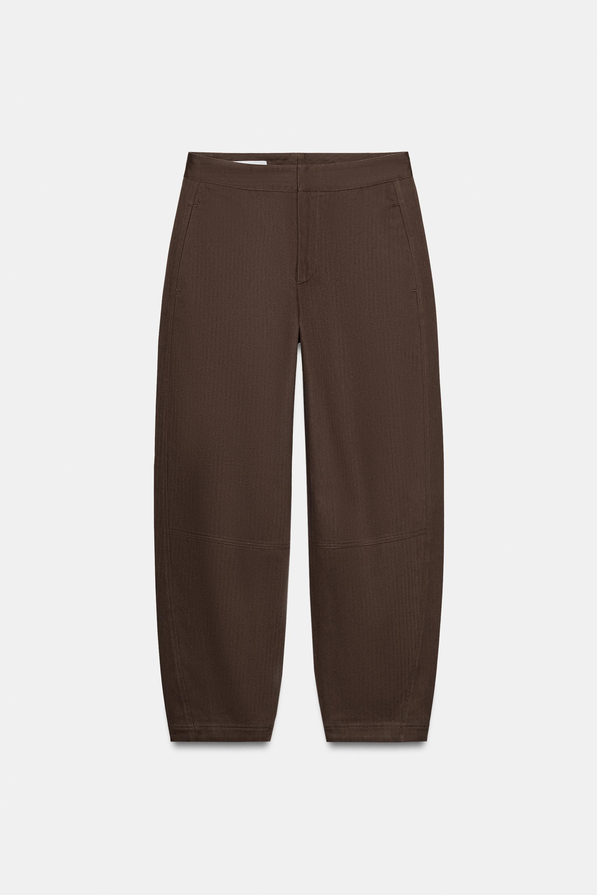 HERRINGBONE BARREL PANTS | Zara US