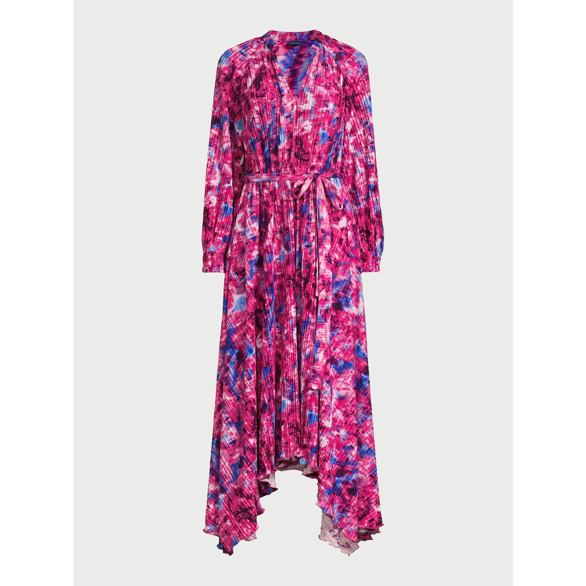 Scoop Women’s Pleated Handkerchief Hem Dress with Long Sleeves, Sizes XS-XXL | Walmart (US)