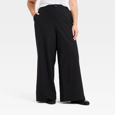Women's Faux Linen Trousers - A New Day™ Black 22 | Target