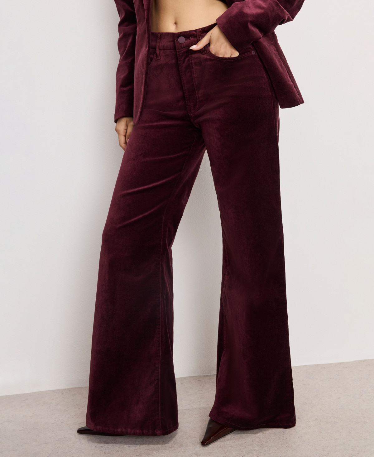 Good American Women's Velvet High Rise Palazzo Jeans - Fig | Macy's