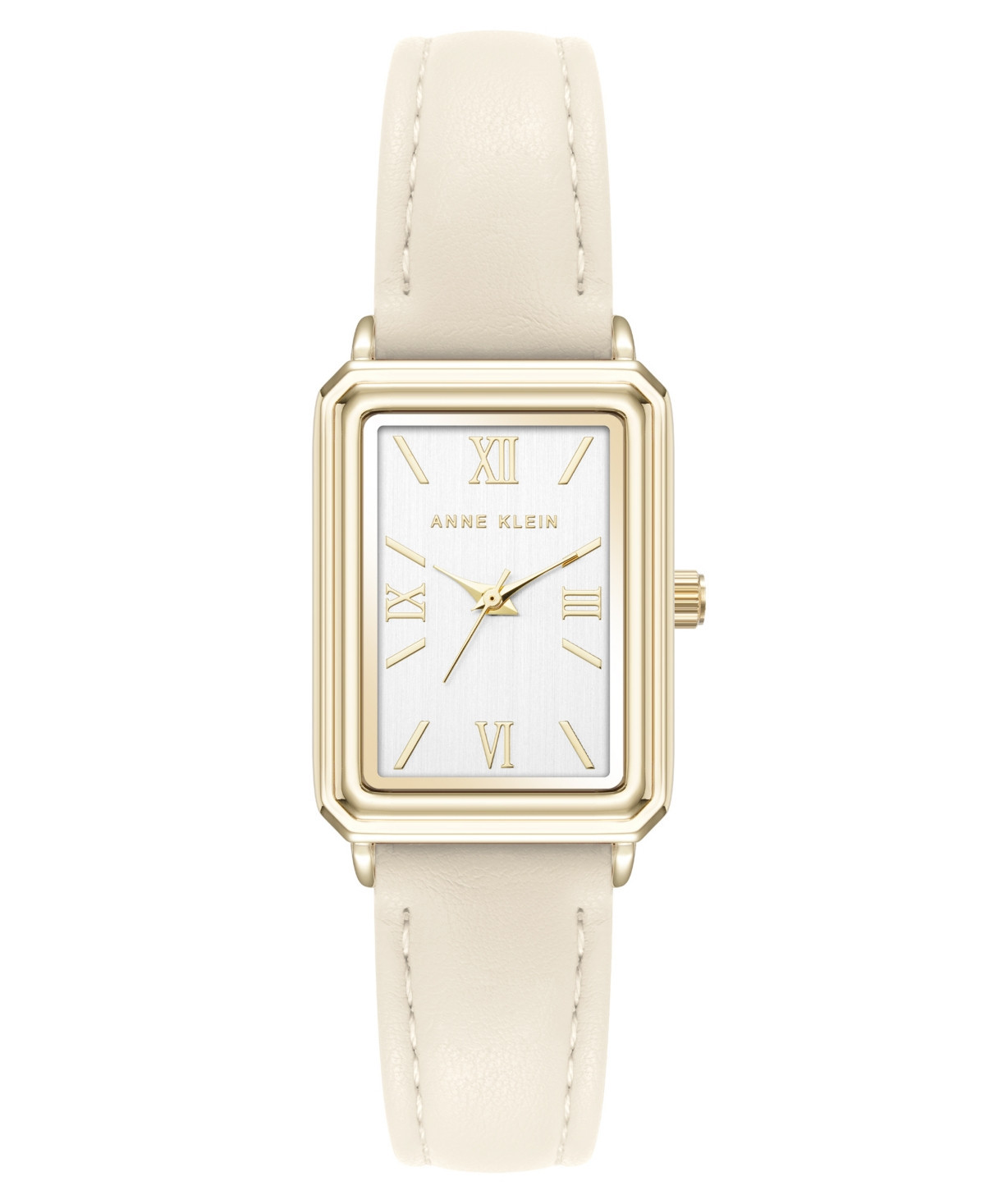 Anne Klein Women's Quartz Casual Cream Polyurethane Leather and Gold-Tone Metal Alloy Watch, 25mm - Cream, Gold-Tone | Macy's