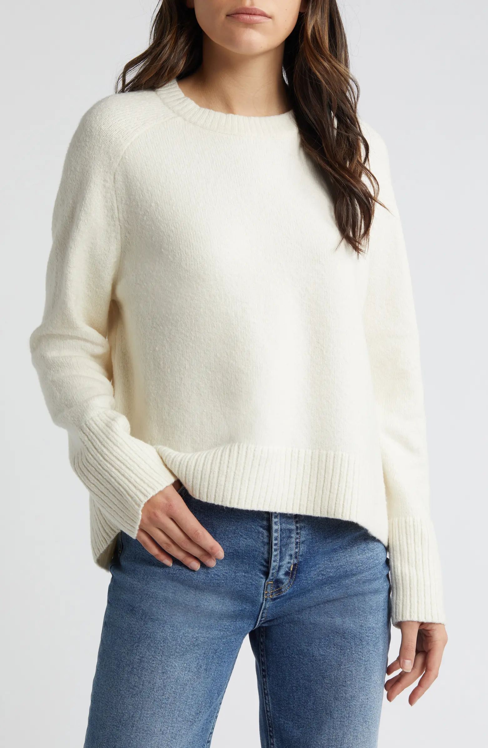 Crewneck Raglan Cotton Blend Sweater | Nordstrom