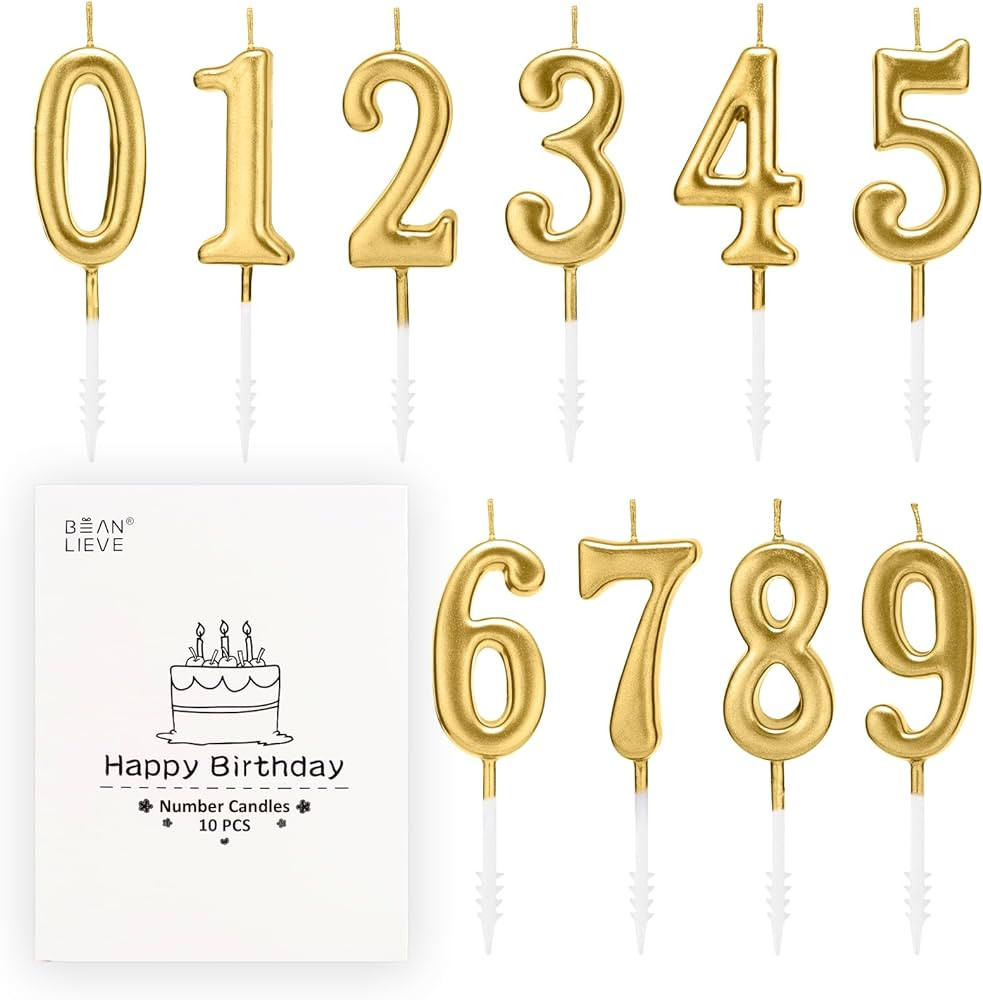 Beanlieve 10-Pieces Numeral Birthday Candles - Cake Numeric Candles Number 0 1 2 3 4 5 6 7 8 9,Us... | Amazon (US)