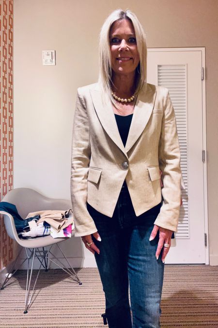 Love a stylish blazer that transitions easily from summer to fall and spring to summer. This neutral color makes it easy to layer with dresses or skirts + cute denim look too. Shorter in the back giving which showcases your bottom and waist.

#LTKstyletip #LTKSeasonal