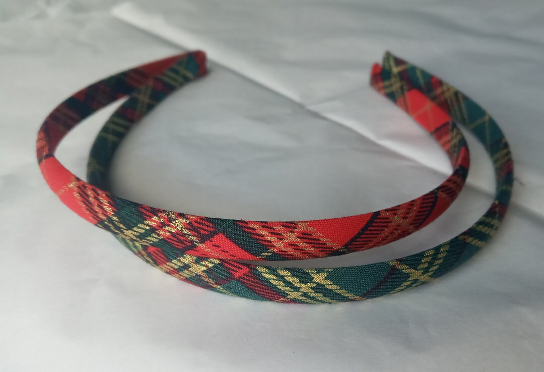 Christmas Plaid Tartan Fabric Alice Hair Head Band Skinny Narrow Headband 1 Cm Wide Burns Night -... | Etsy (US)