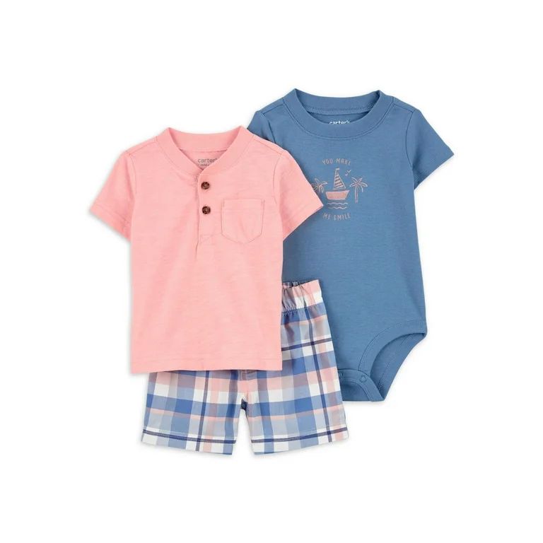 Carter's Child of Mine Baby Boy Shorts Outfit Set, 3-Piece, Sizes 0/3-24 Months | Walmart (US)