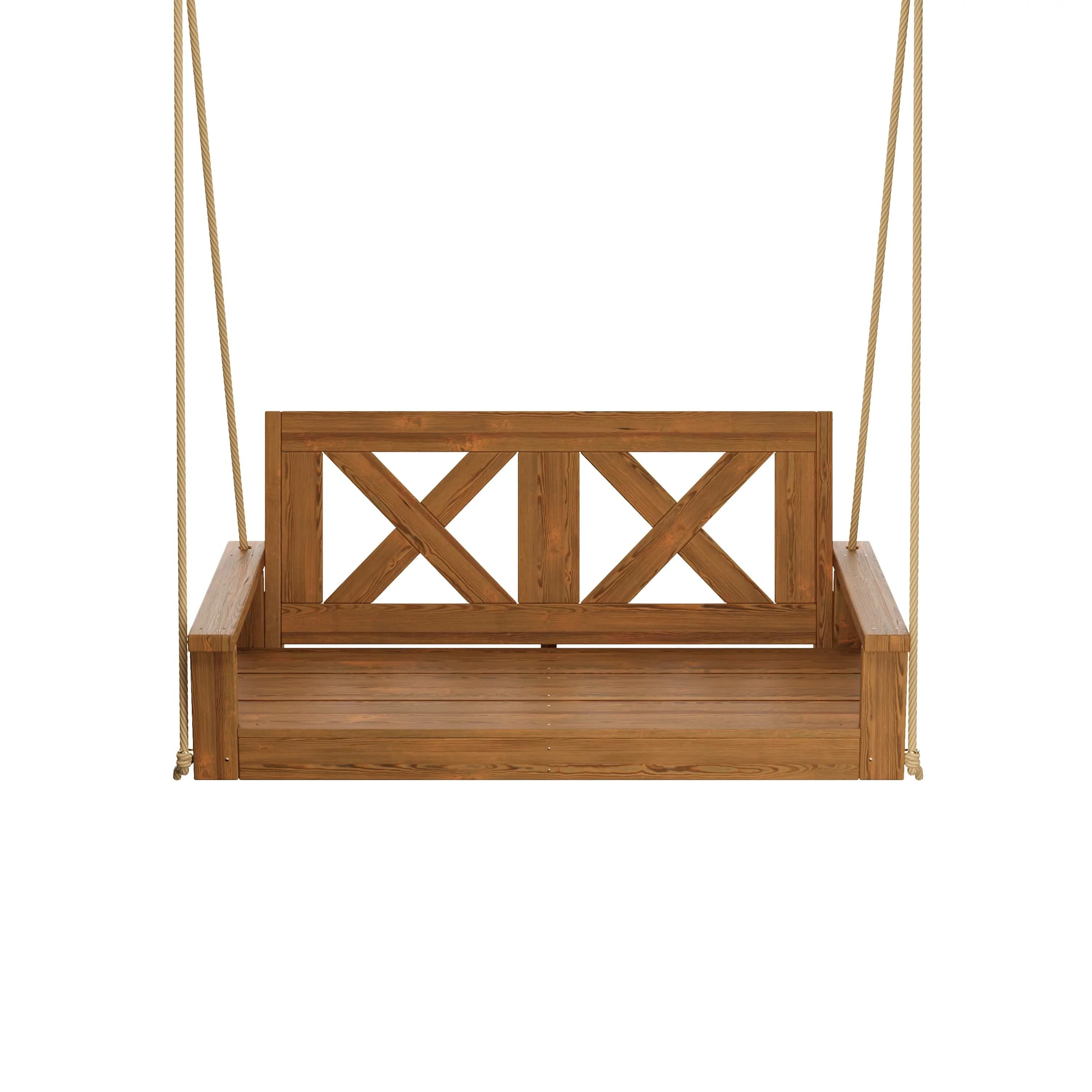 Porchgate Amish Heavy Duty Farmhouse Porch Swing, 4-Foot, Oak Stain, 8Ft Rope, Without Cups | Walmart (US)