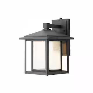 Home Decorators Collection Mauvo Canyon 11 in. Black Dusk to Dawn Small LED Outdoor Wall Light Fi... | The Home Depot