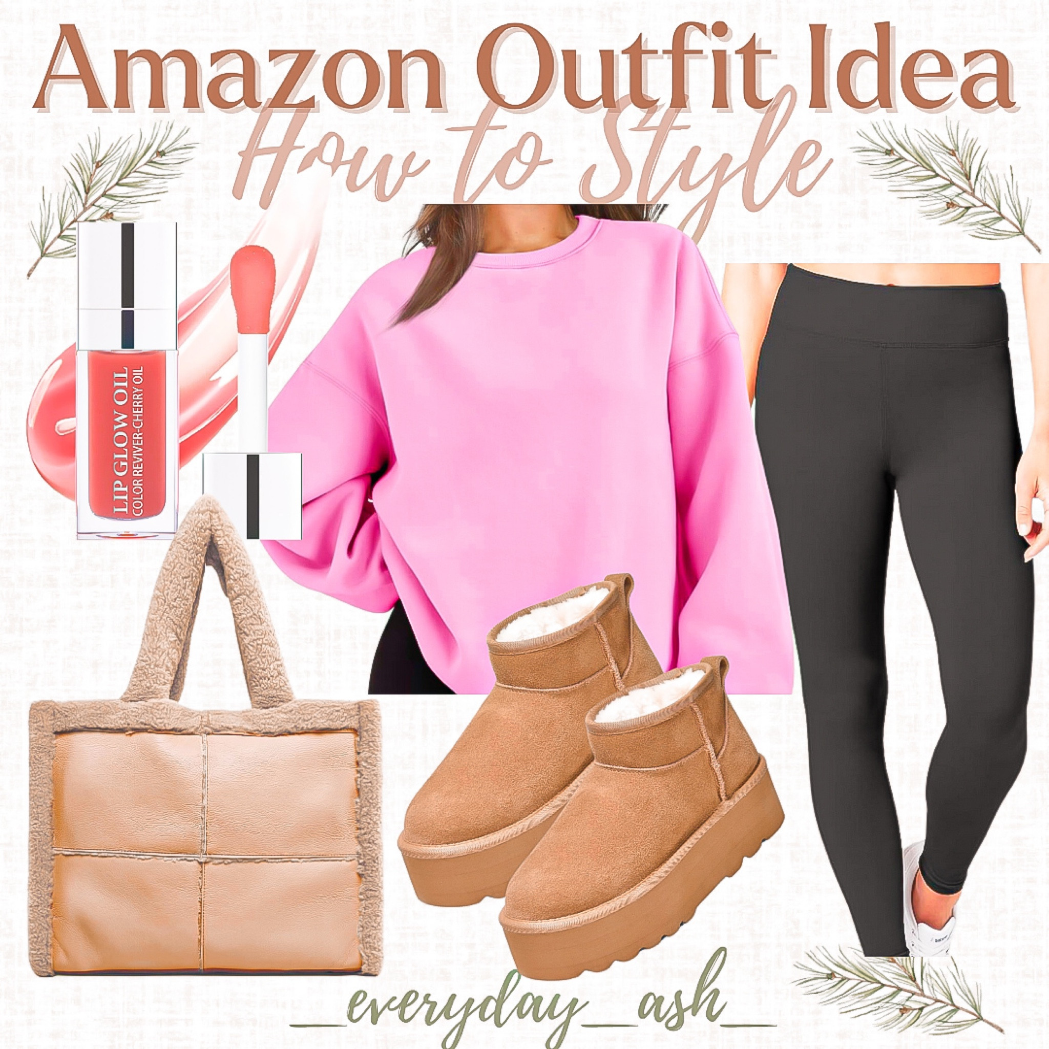 Amazon outfit idea 💕

Casual outfit, pink sweatshirt, black leggings, sherpa tote bag, sherpa purse , sherpa bag, lipgloss , lip oil, makeup, beauty finds, winter fashion, ugg minis, amazon fashion, amazon finds 

#LTKGiftGuide #LTKstyletip #LTKbeauty