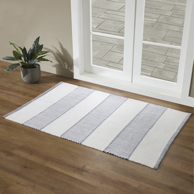 Indoor/Outdoor Striped Accent Rug, Blue and White, 38" x 58", by My Texas House | Walmart (US)